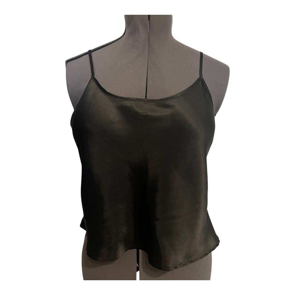 Vintage Gantos Top Tank Camisole Size Medium Black Strappy 80s Boho Goth Basic